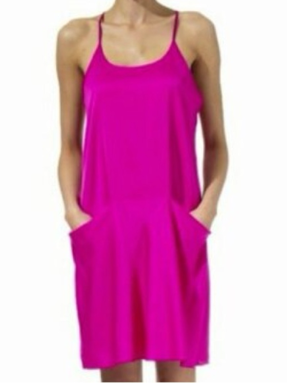 Theory Alessandra Silk Pink Slip Pocked Mini Dress